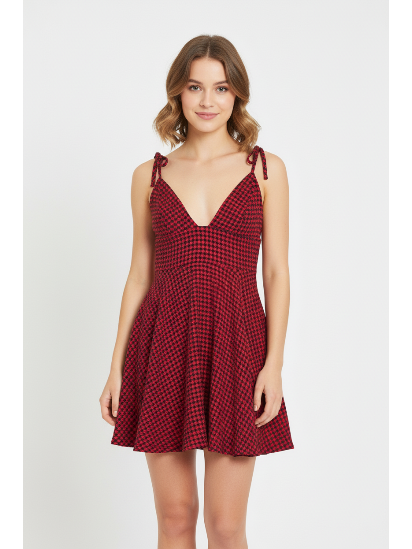 Missguided Ikdienas skater kleita DOGTOOTH TIE STRAP
