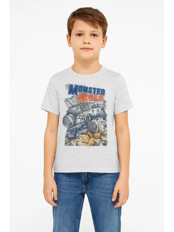 OSHKOSH T-krekls MONSTER SKILLS, krāsa: pelēka