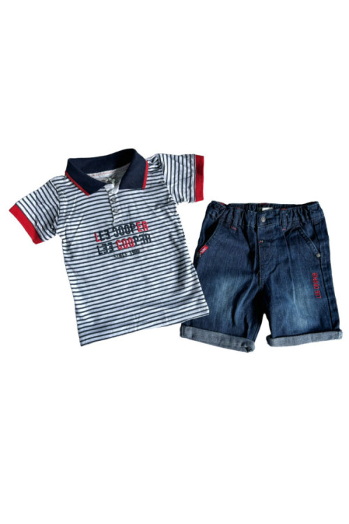 LEE COOPER Komplekts zēniem: svītrains polo krekls un džinsa šorti