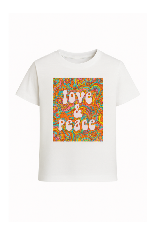 NEVER FULLY T-krekls ar apdruku „Love & Peace“ meitenēm