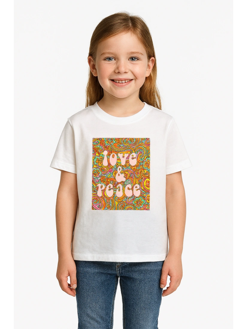 NEVER FULLY T-krekls ar apdruku „Love & Peace“ meitenēm
