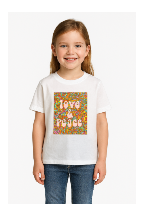 NEVER FULLY T-krekls ar apdruku „Love & Peace“ meitenēm