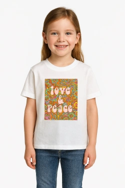 NEVER FULLY T-krekls ar apdruku „Love & Peace“ meitenēm