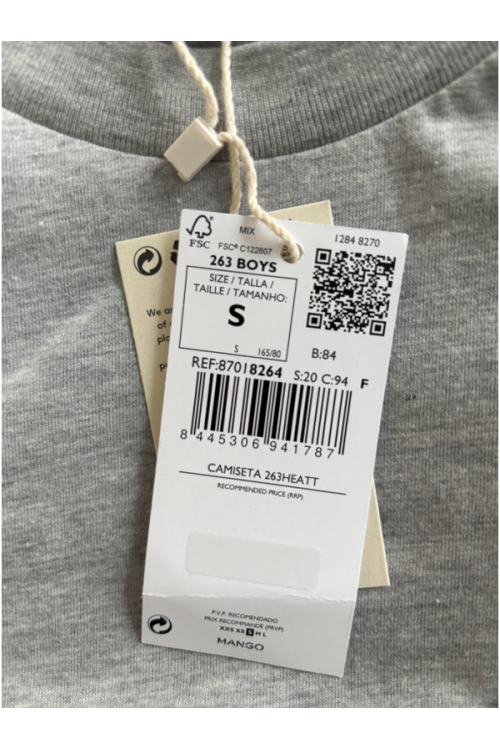 Mango T-Shirt with "Tropical Heat" Print 165cm (S), grey