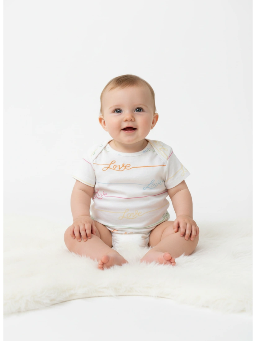 NEVER FULLY NFD Baby tops ar Love apdruku, krāsa: balta