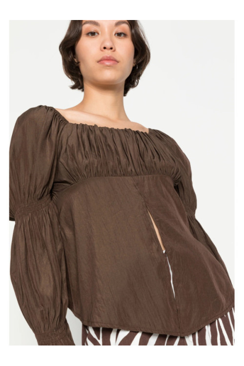 Missguided Блузка MILKMAID FLUTED, шоколадный