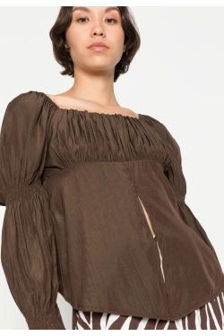Missguided Блузка MILKMAID FLUTED, шоколадный