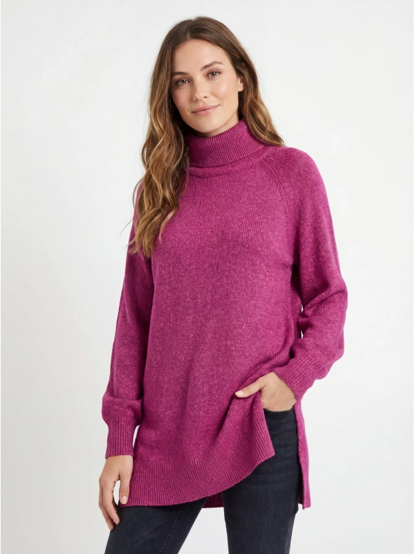 Vero Moda Pulovers ar augstu apkakli, krāsa: rozā