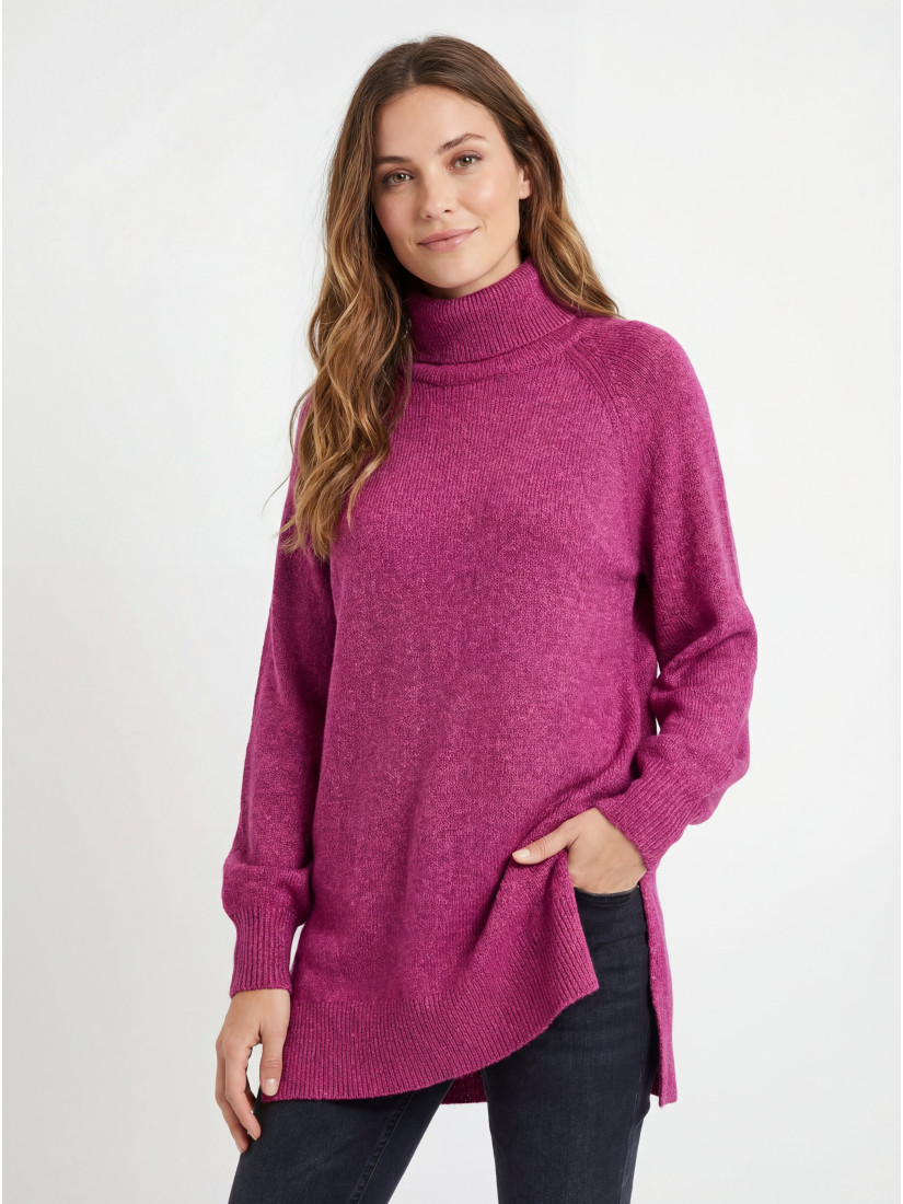 Vero Moda Pulovers ar augstu apkakli, krāsa: rozā