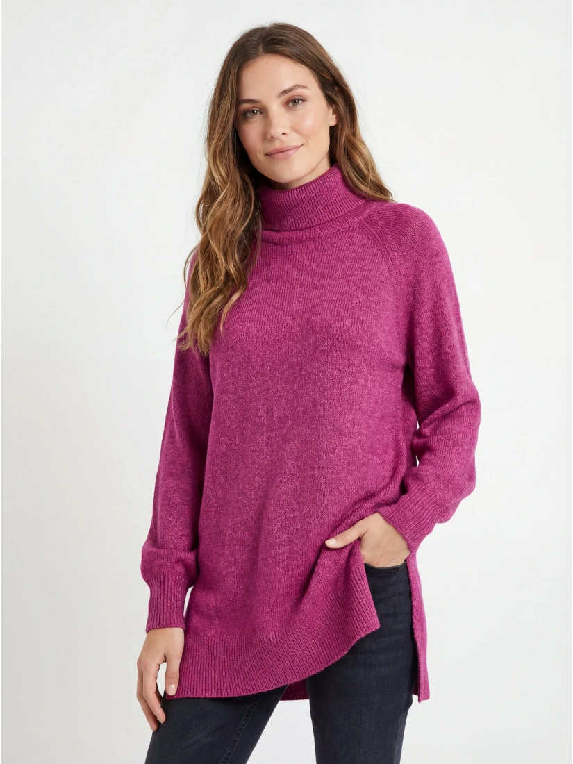 Vero Moda Pulovers ar augstu apkakli, krāsa: rozā