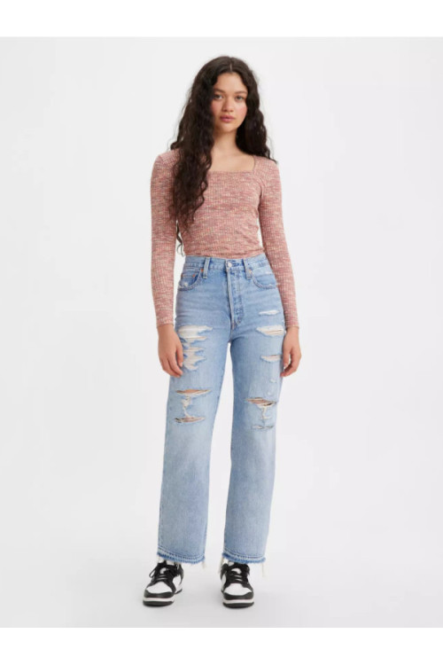 LEVI'S Taisni potītes džinsi Ribcage 28x29, krāsa: zila