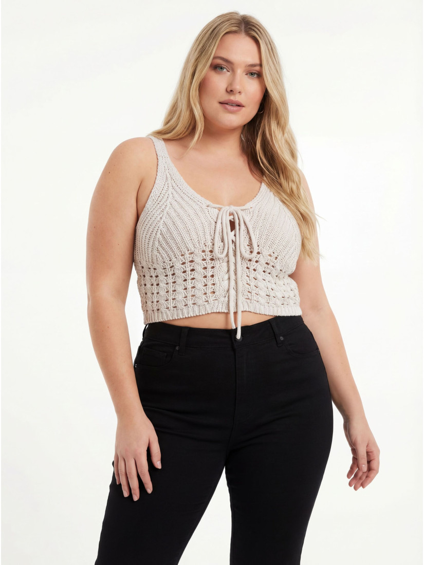 Missguided Crochet lace up bralet, off white