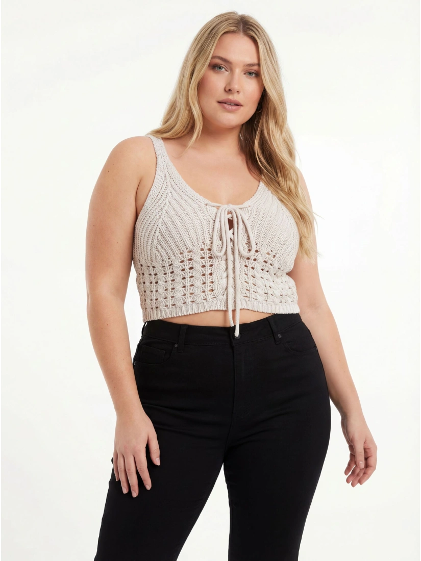 Missguided Crochet lace up bralet, off white