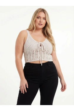 Missguided Crochet lace up bralet, off white