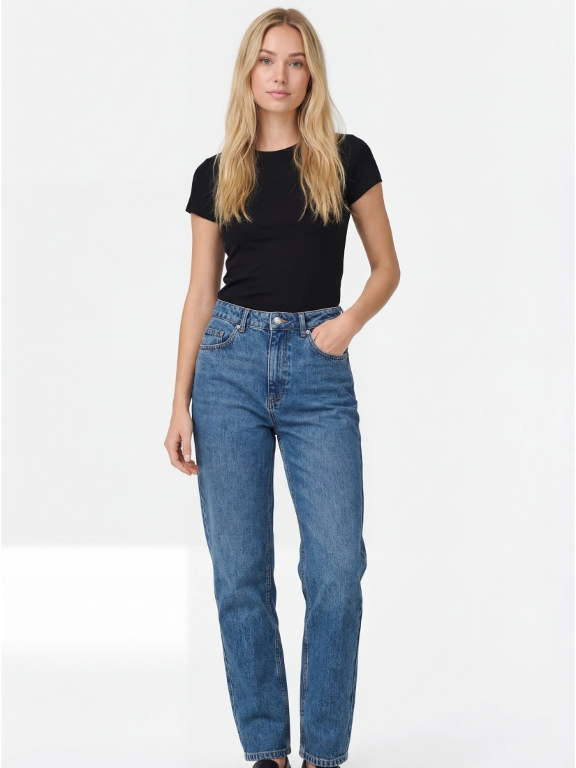 Vero Moda VMZOE SHR MOM Džinsi, krāsa: zila