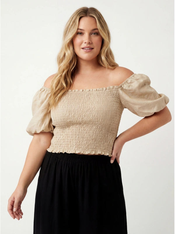Glamorous Īsais tops, krāsa: kamieļa