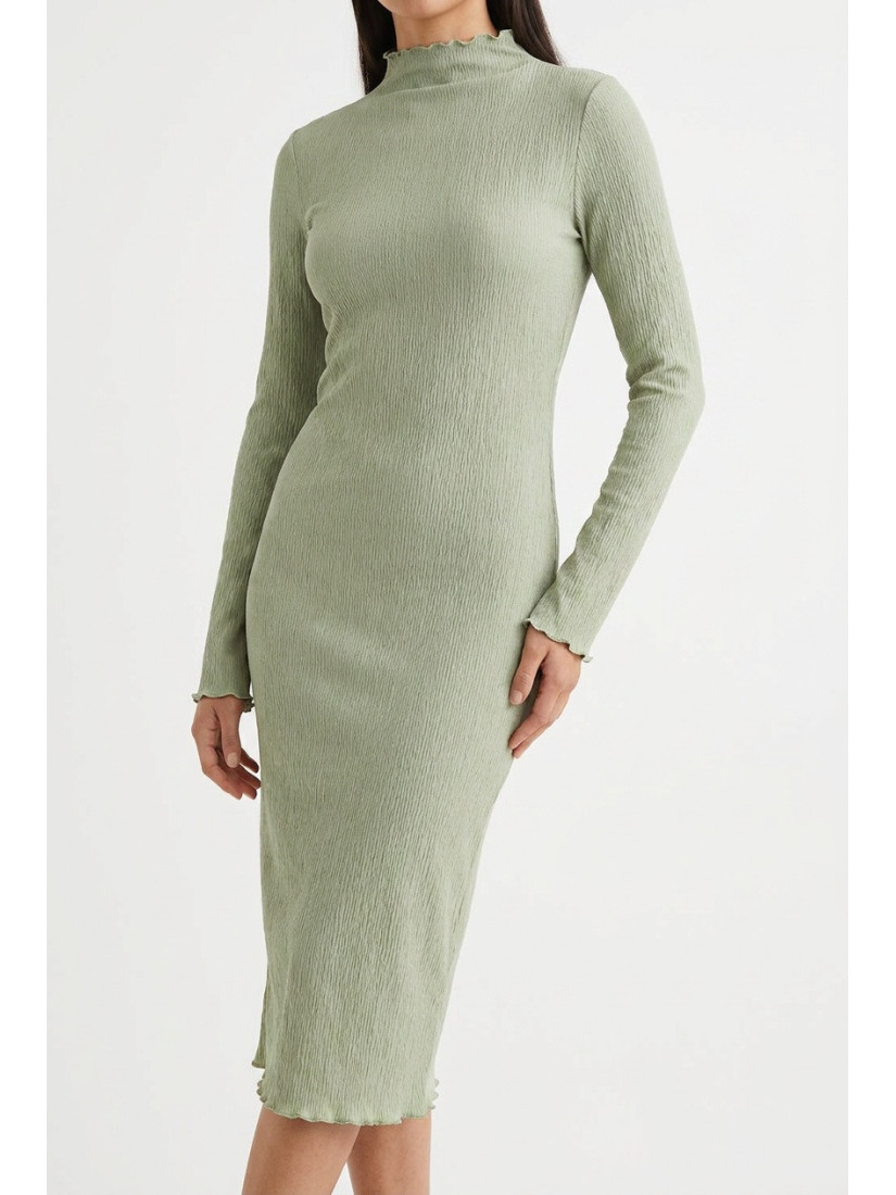 PIECES PCLALIMA LS MOCK NECK Midi kleita, krāsa: zaļa