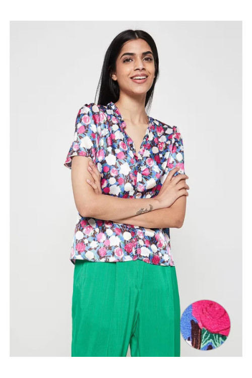Vila VIANA S/S FLOUNCE DETAIL Blouse