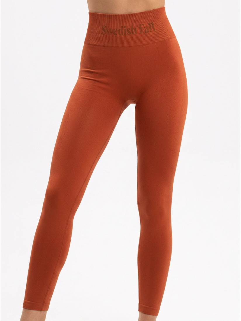 Swedish Fall Copper Flow Cut-Out Leggings, orange