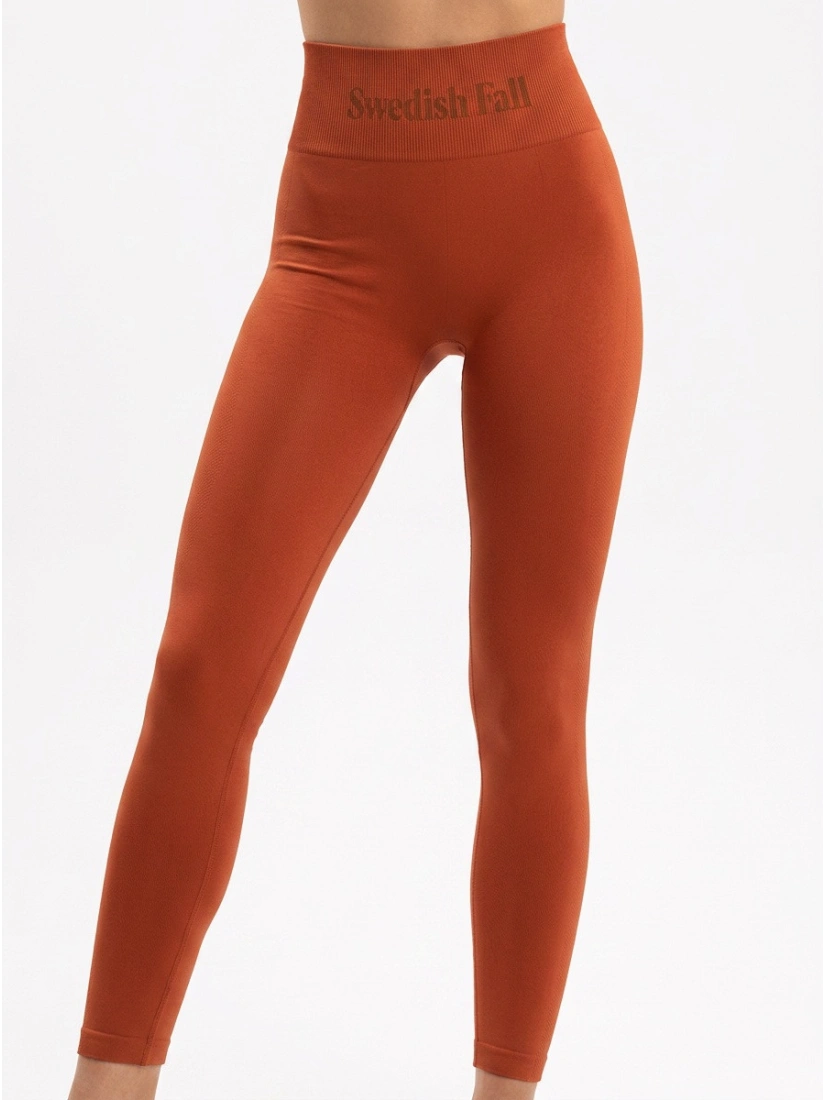 Swedish Fall Copper Flow Cut-Out Leggings, orange