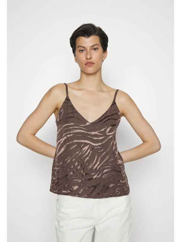 Only ONLBELLA SLIP JACQUARD Tops, krāsa: brūna