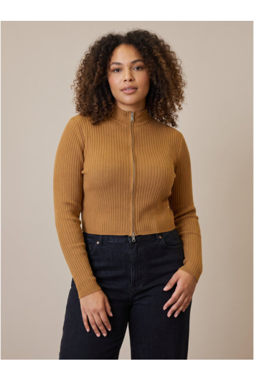 Only ONLRIE MEDDI ZL L/S ZIPPER Свитер, цвет: коричневый