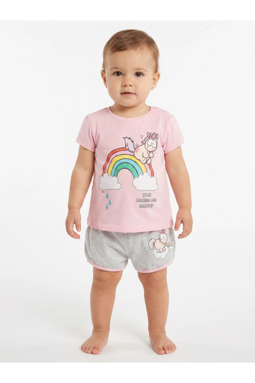 Nici T-shirt with shorts, pink