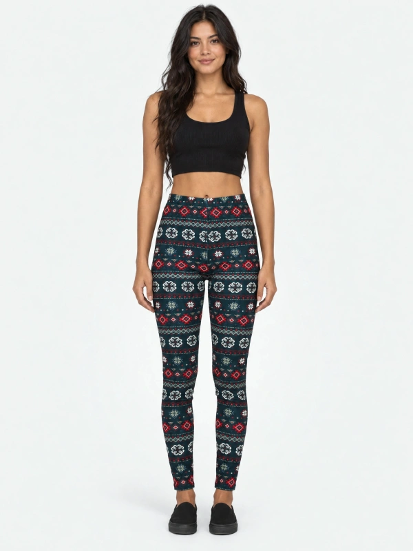 hunkemoller Legingi Velours Fairisle, krāsa: zaļa