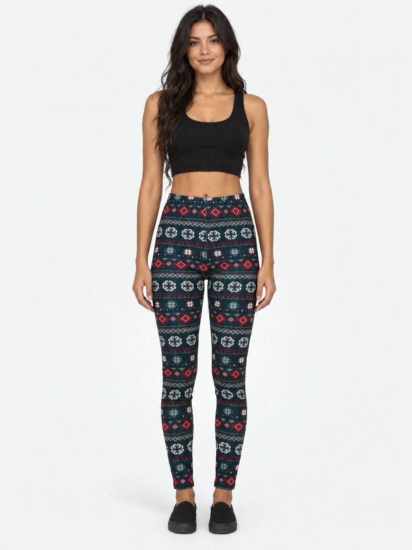 hunkemoller Legingi Velours Fairisle, krāsa: zaļa