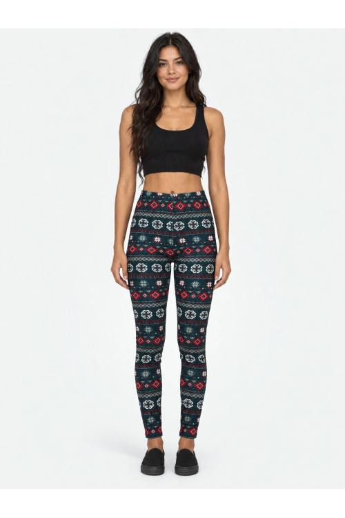 hunkemoller Legingi Velours Fairisle, krāsa: zaļa