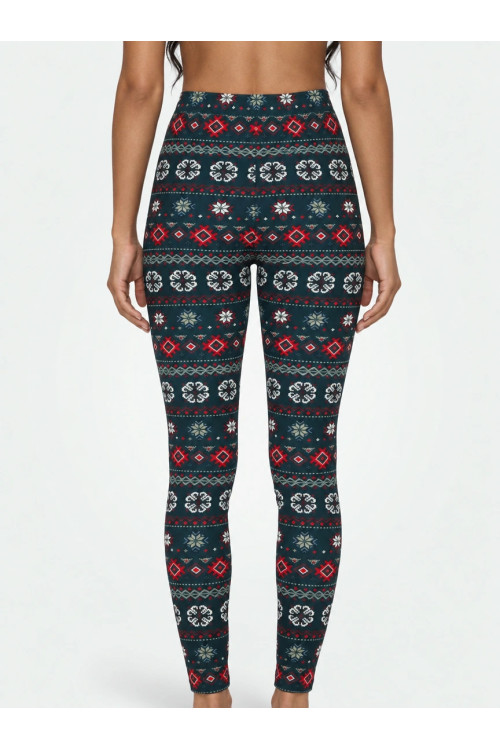 hunkemoller Legingi Velours Fairisle, krāsa: zaļa