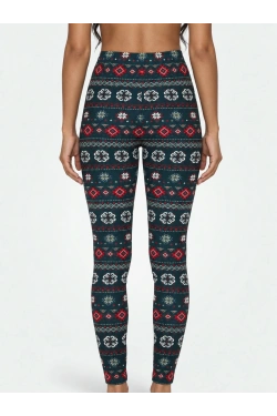 hunkemoller Legingi Velours Fairisle, krāsa: zaļa