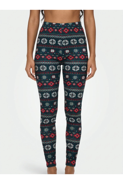 hunkemoller Legingi Velours Fairisle, krāsa: zaļa
