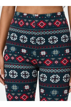 hunkemoller Legingi Velours Fairisle, krāsa: zaļa